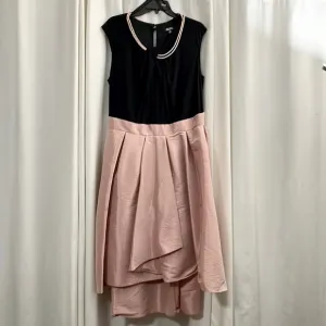 Pearl Trim Twist Belted Waist Hi-Low Fit &amp; Flare Midi Dress