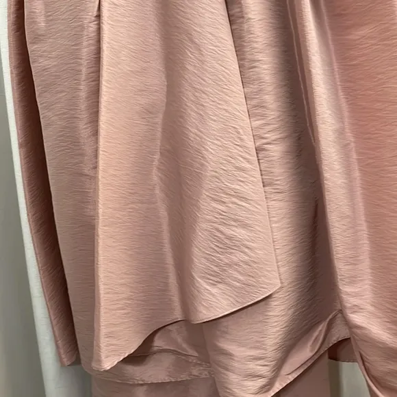 Pearl Trim Twist Belted Waist Hi-Low Fit &amp; Flare Midi Dress