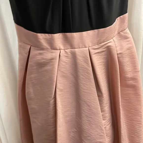 Pearl Trim Twist Belted Waist Hi-Low Fit &amp; Flare Midi Dress