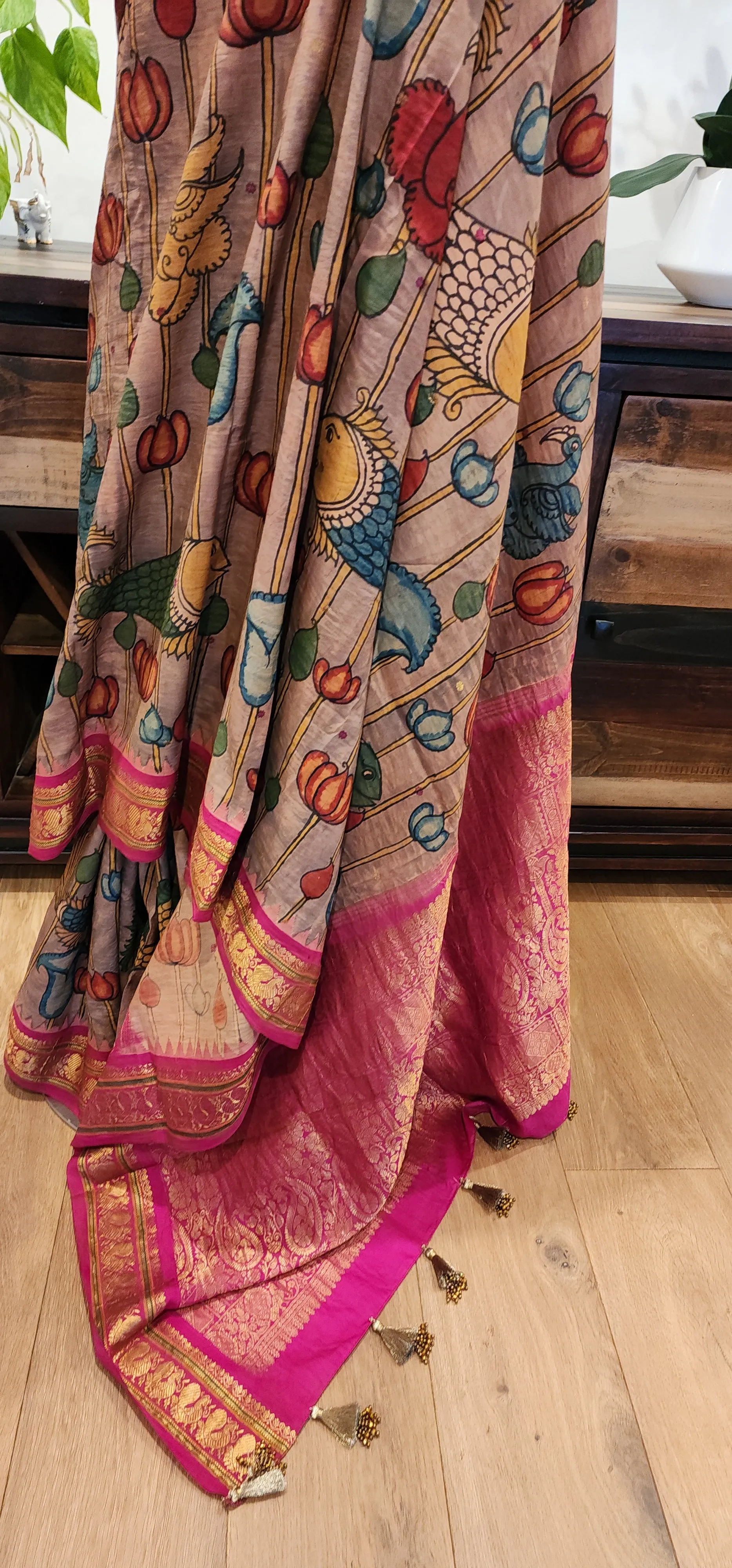 Pen kalamkari Gadwal Silk Saree Collection W/ Custom Blouse.
