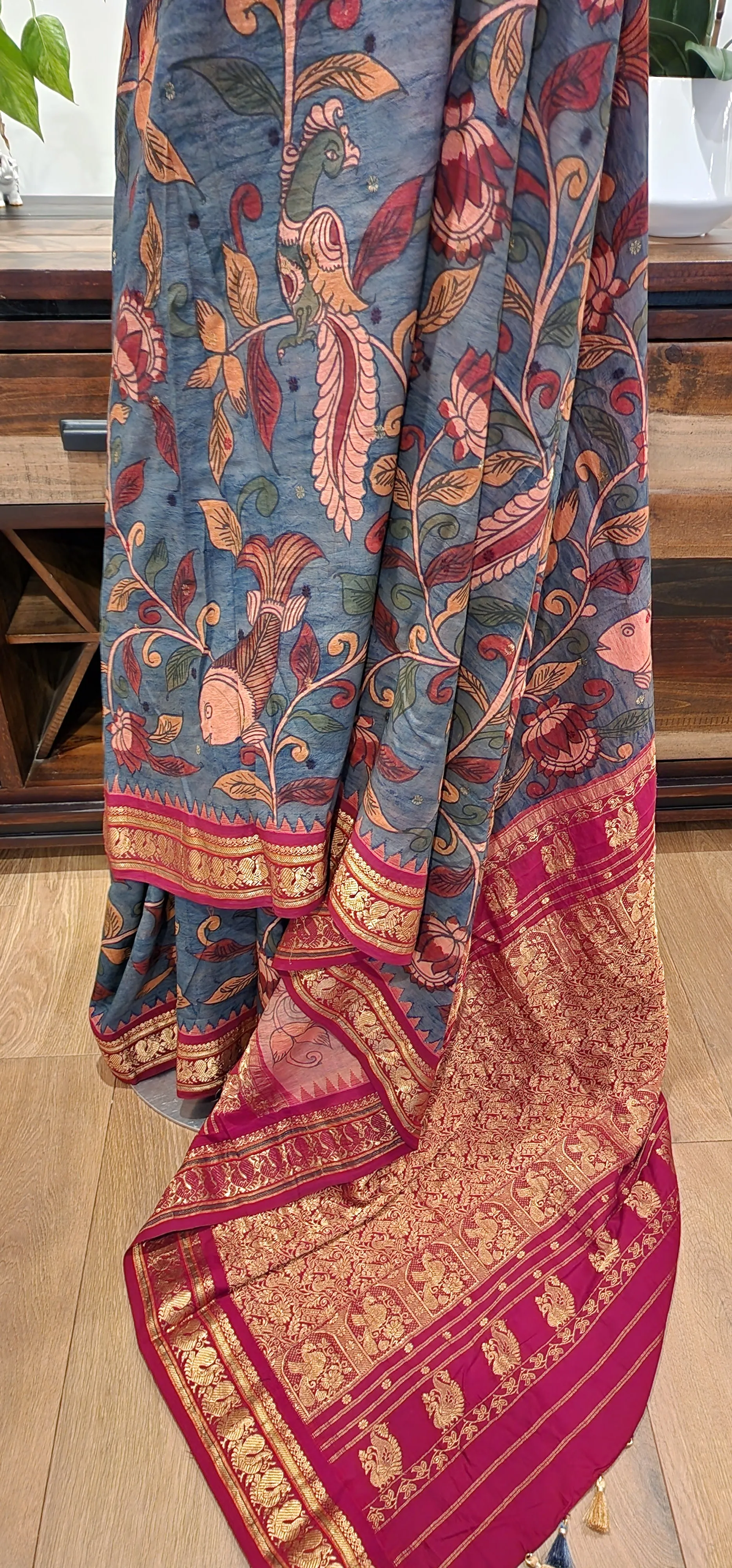 Pen kalamkari Gadwal Silk Saree Collection W/ Custom Blouse.