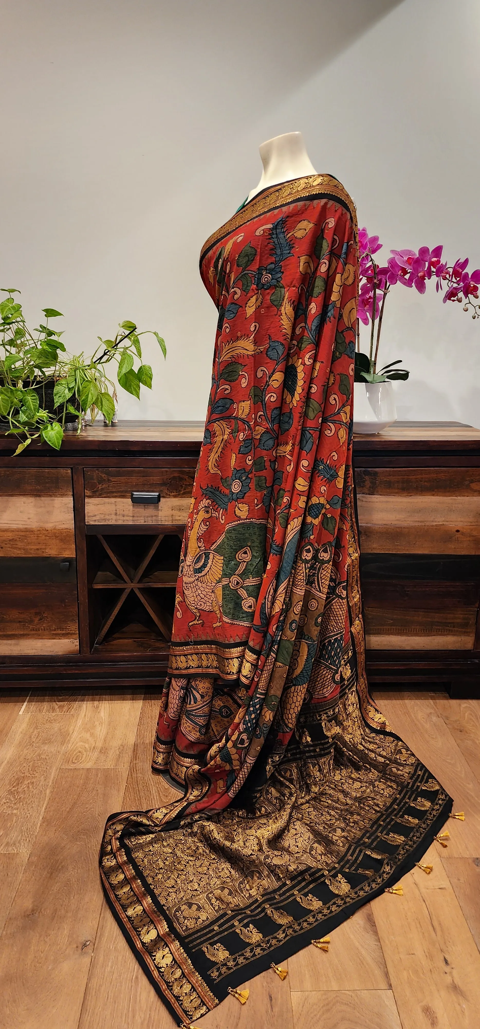 Pen kalamkari Gadwal Silk Saree Collection W/ Custom Blouse.