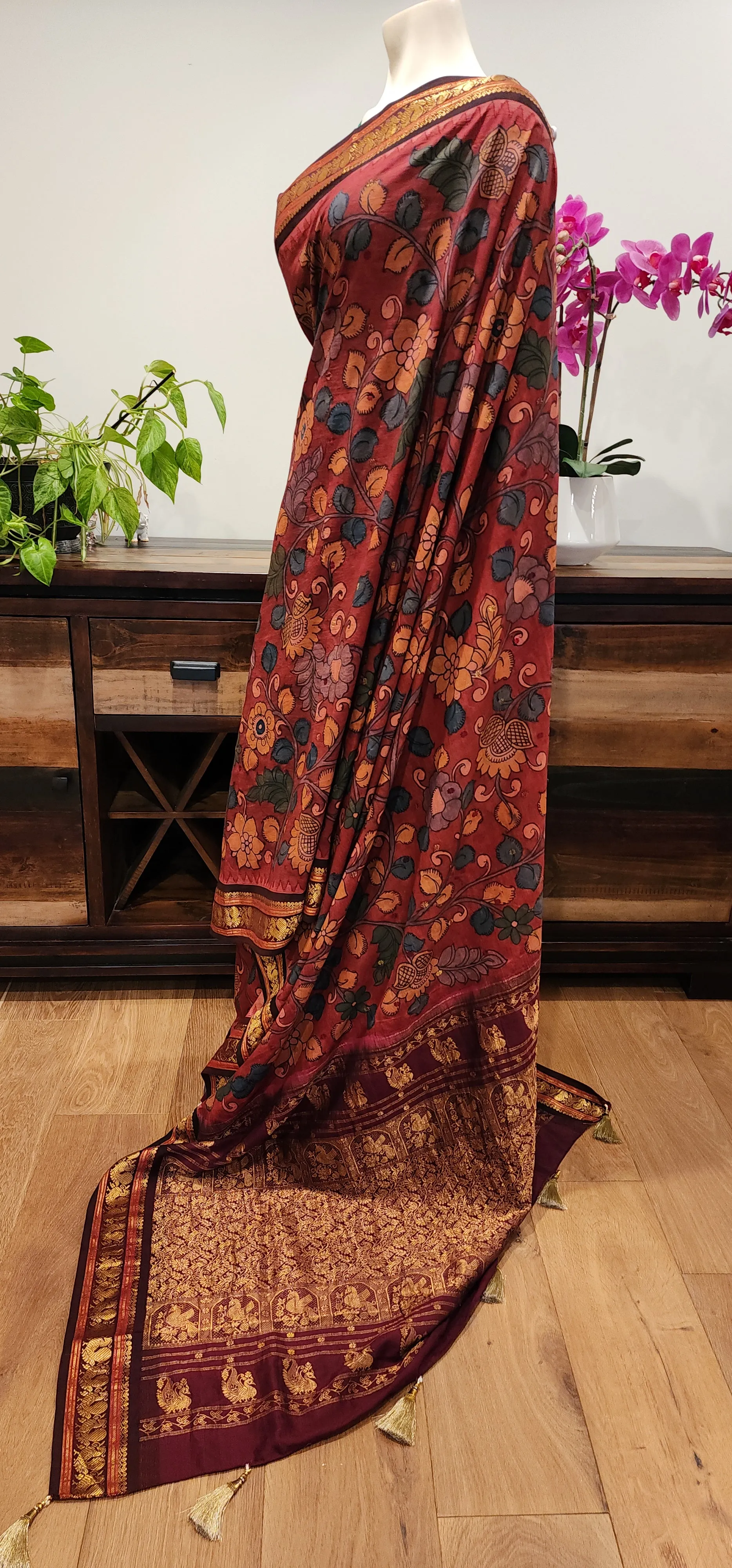 Pen kalamkari Gadwal Silk Saree Collection W/ Custom Blouse.
