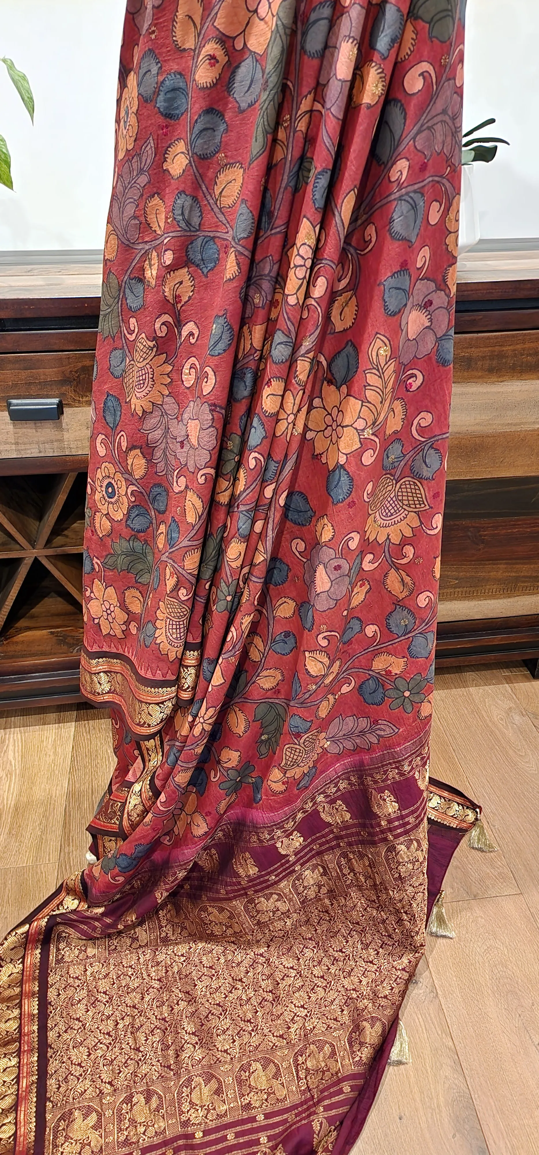 Pen kalamkari Gadwal Silk Saree Collection W/ Custom Blouse.