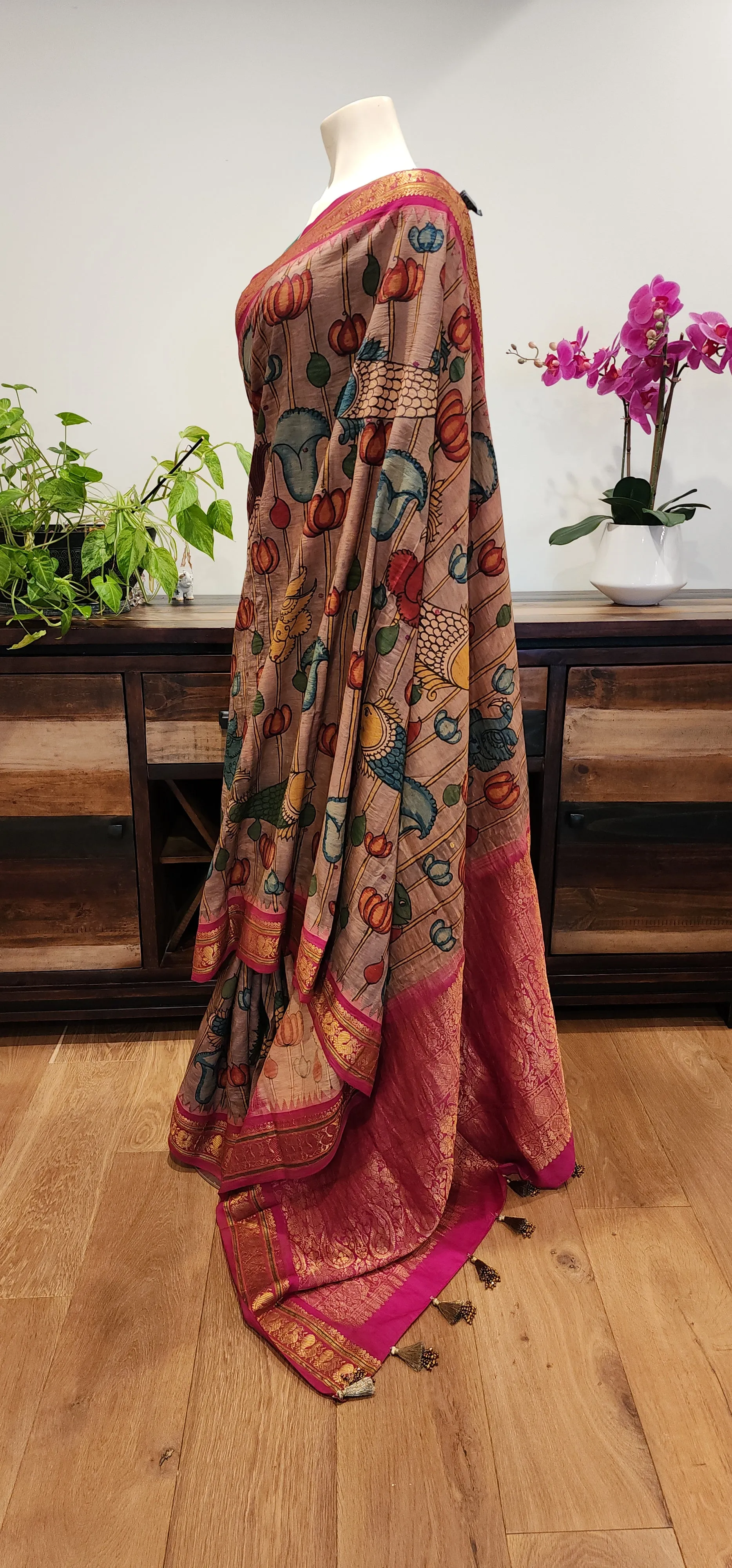 Pen kalamkari Gadwal Silk Saree Collection W/ Custom Blouse.