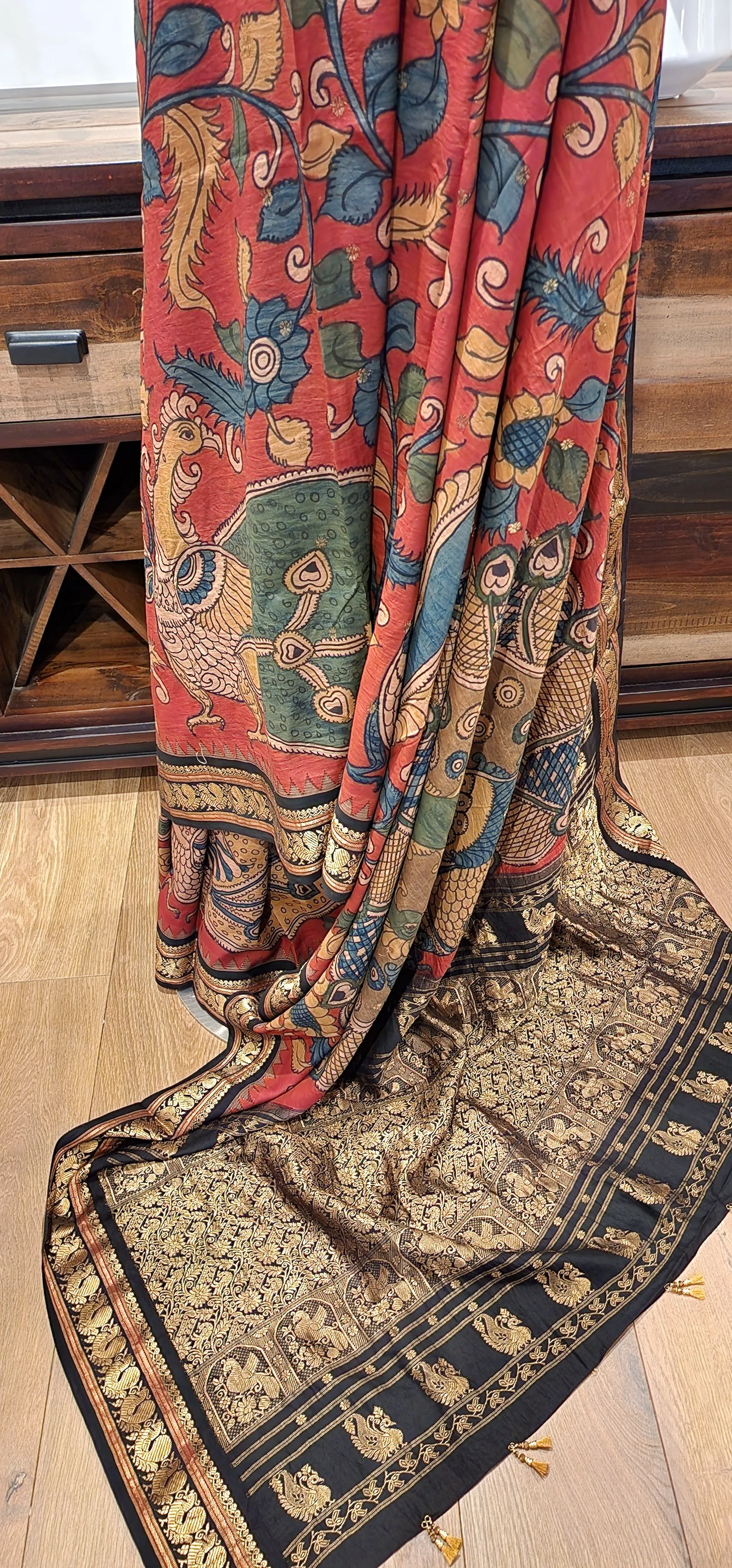 Pen kalamkari Gadwal Silk Saree Collection W/ Custom Blouse.