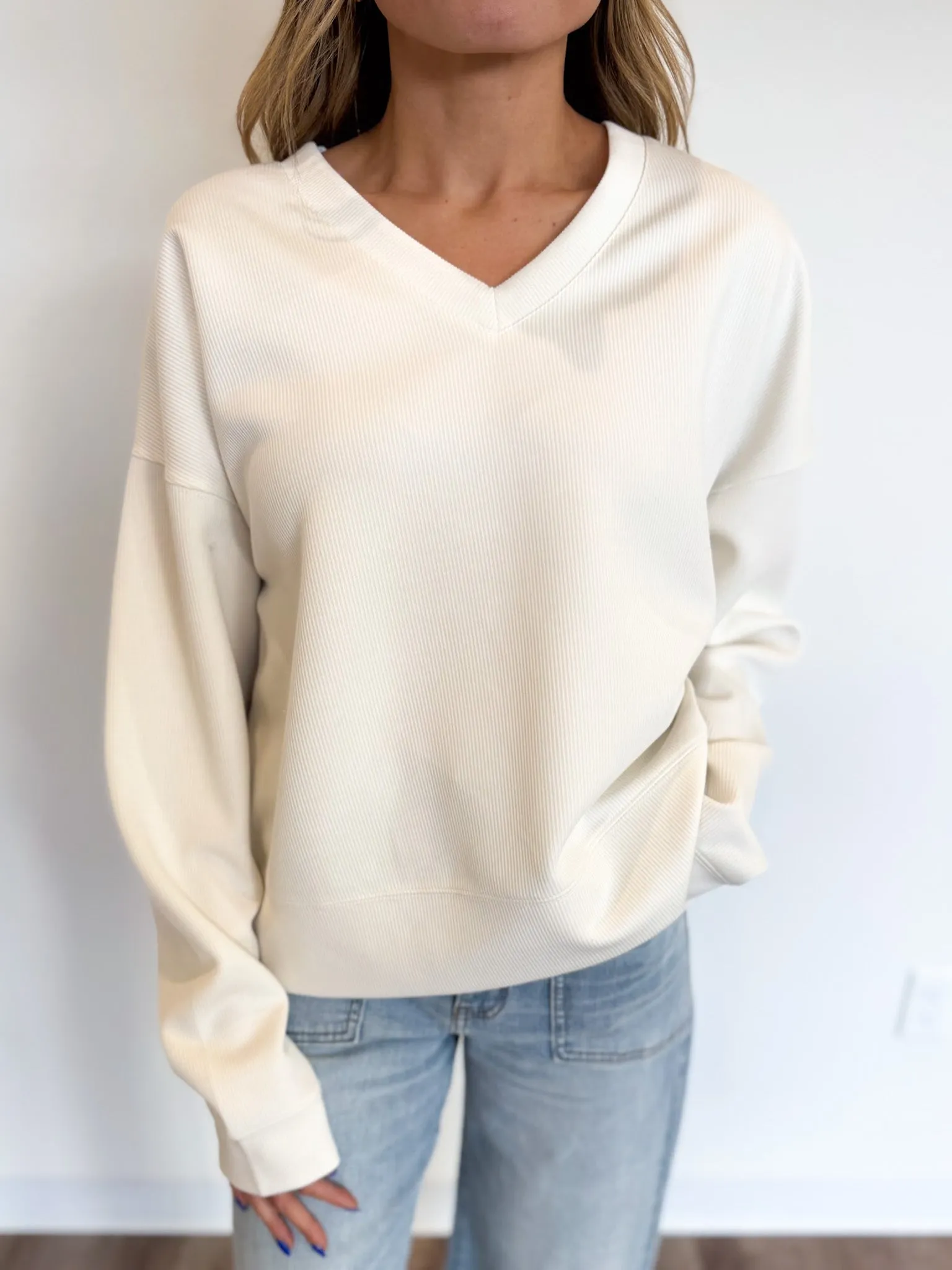 Persephone V Neck Pullover in Mystic Blue