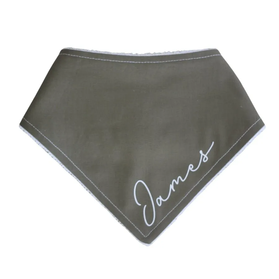 Personalised Light Olive Bandana Bib