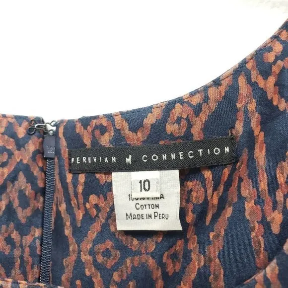 Peruvian Connection Batik Shift Dress Size 10