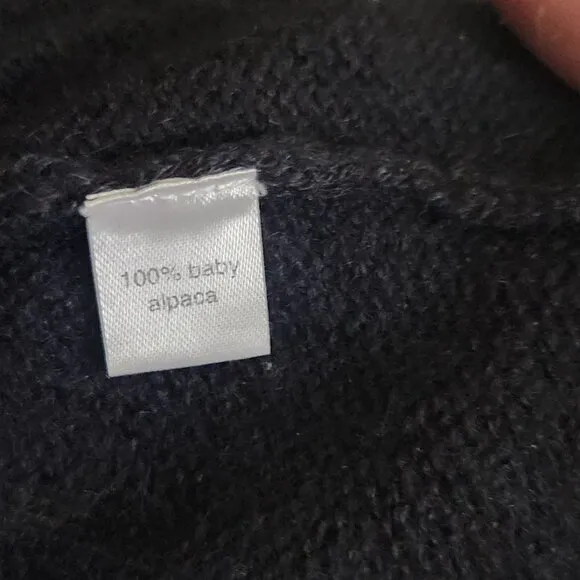 Peruvian Connection Black Gray Color Block Turtleneck Baby Alpaca Sweater Size M