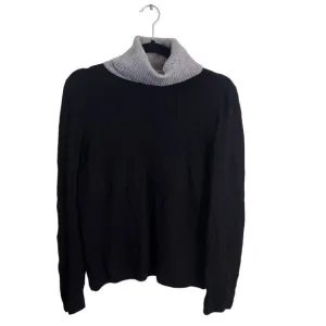 Peruvian Connection Black Gray Color Block Turtleneck Baby Alpaca Sweater Size M