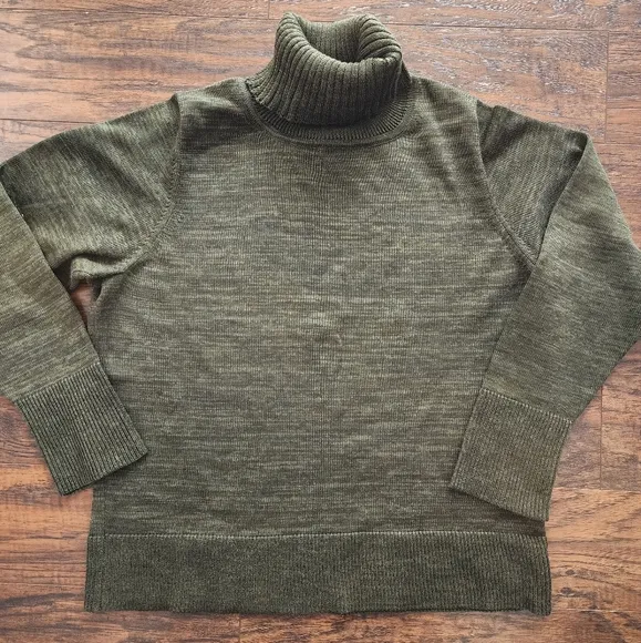 Peruvian Connection Forest Inglenook Cowl Cotton Turtleneck Sweater