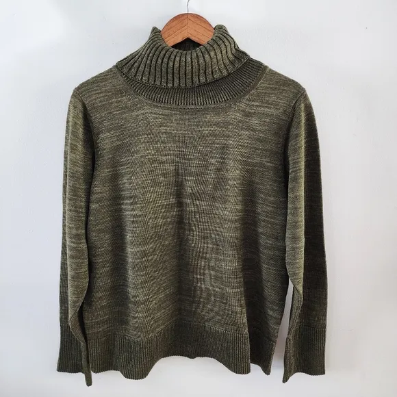 Peruvian Connection Forest Inglenook Cowl Cotton Turtleneck Sweater