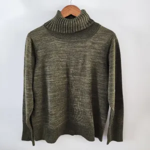 Peruvian Connection Forest Inglenook Cowl Cotton Turtleneck Sweater