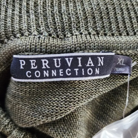 Peruvian Connection Forest Inglenook Cowl Cotton Turtleneck Sweater