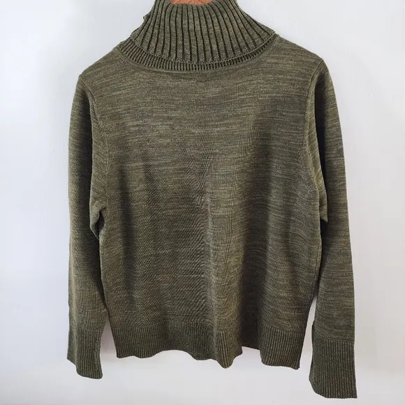 Peruvian Connection Forest Inglenook Cowl Cotton Turtleneck Sweater
