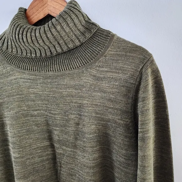 Peruvian Connection Forest Inglenook Cowl Cotton Turtleneck Sweater