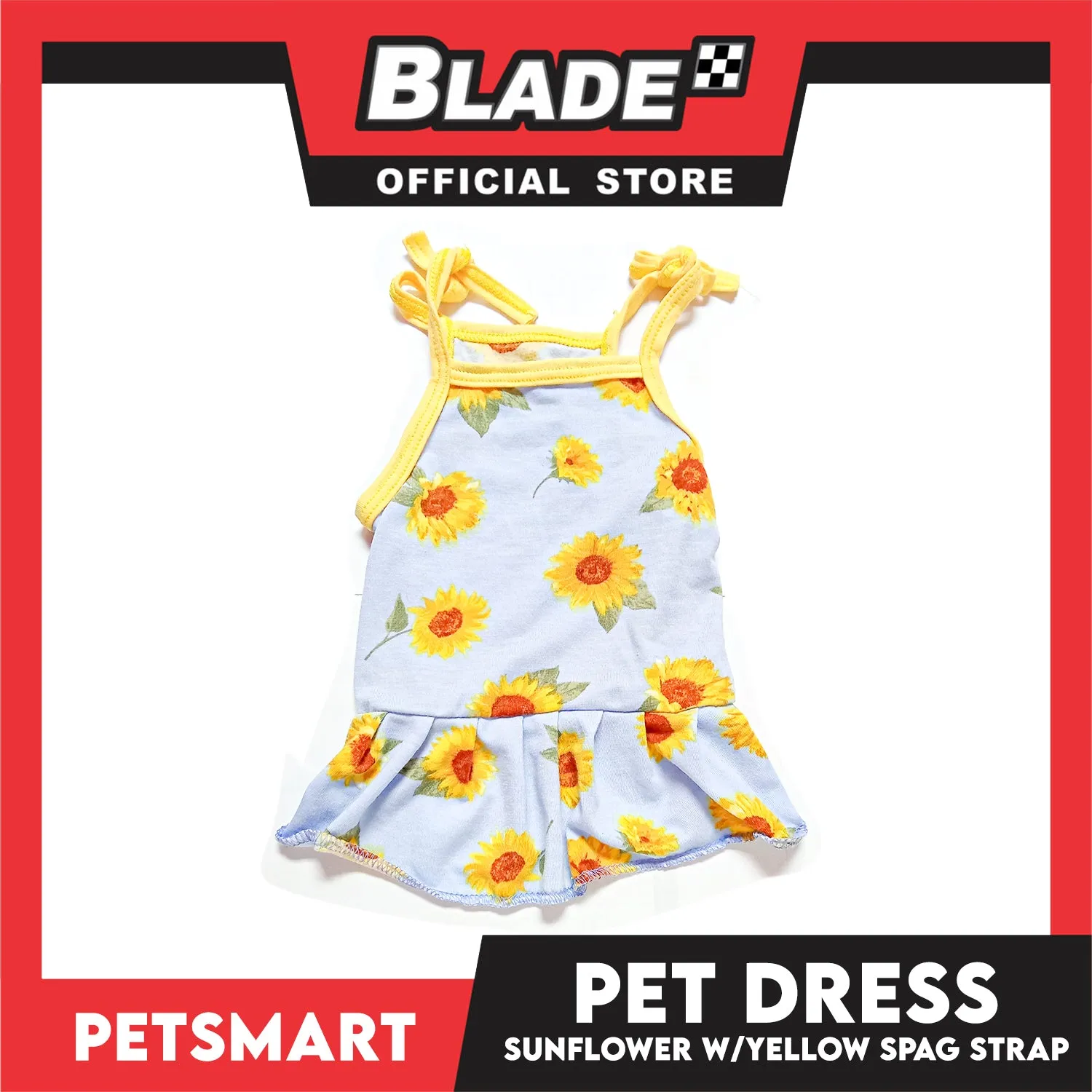 Pet Dress Sunflower With Yellow Spaghetti Strap Dress DG-CTN122S (Small) Perfect Fit For Dogs And Cats, Pet Dress Clothes, Soft and Comfortable Pet Clothing