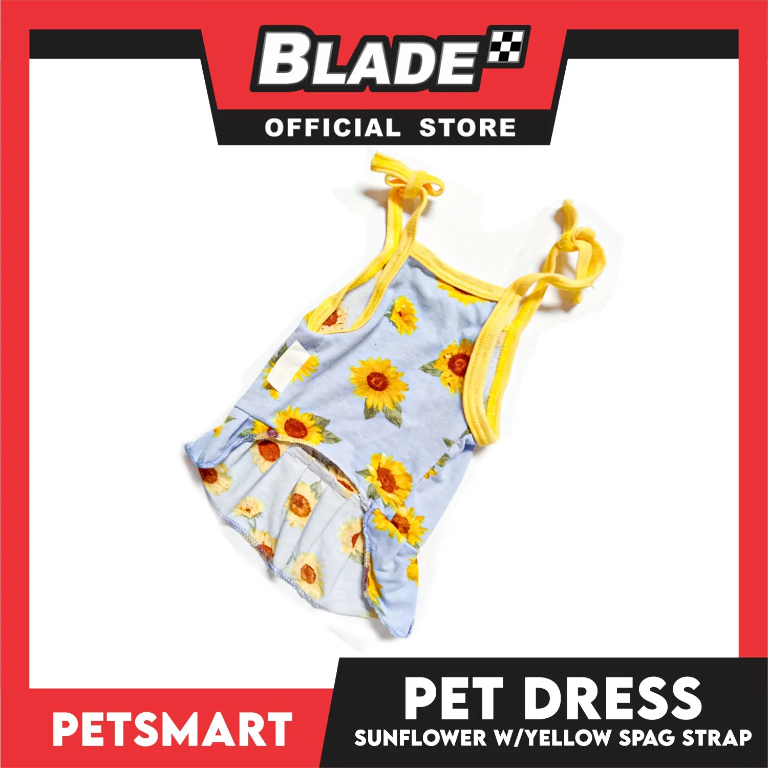 Pet Dress Sunflower With Yellow Spaghetti Strap Dress DG-CTN122S (Small) Perfect Fit For Dogs And Cats, Pet Dress Clothes, Soft and Comfortable Pet Clothing