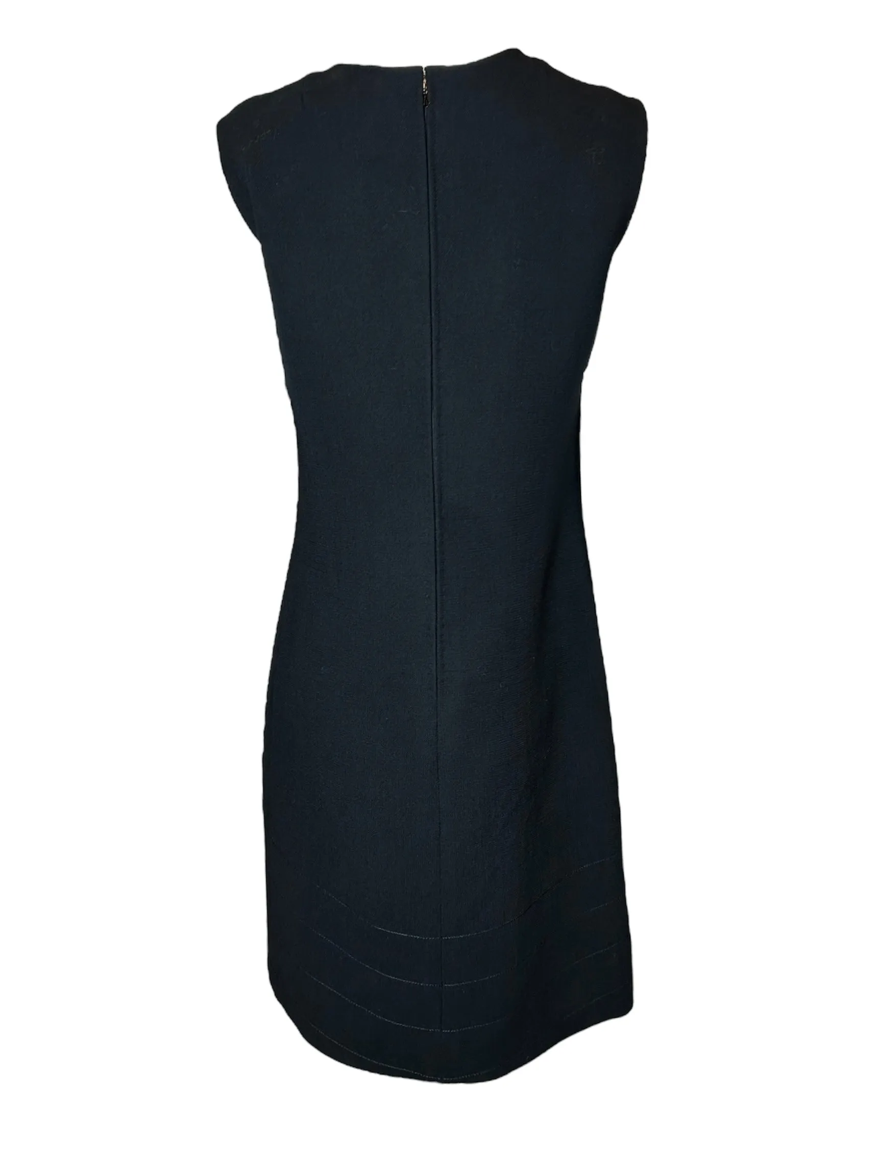 Pierre Cardin 1970s Unlabeled Double Weight Black Shift Dress