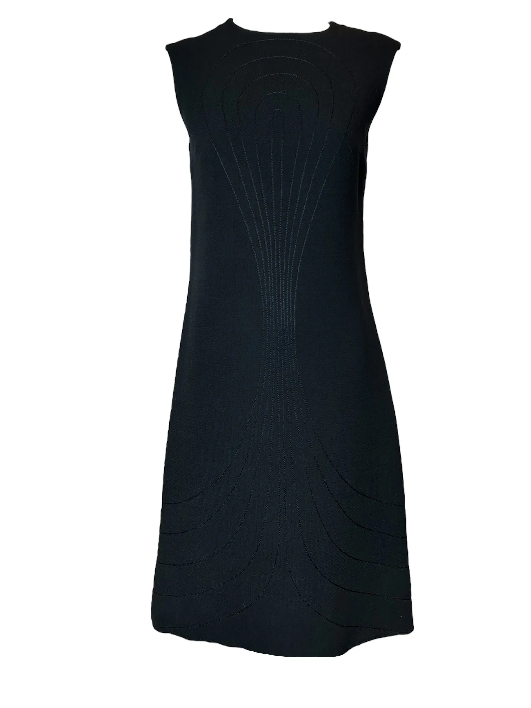 Pierre Cardin 1970s Unlabeled Double Weight Black Shift Dress