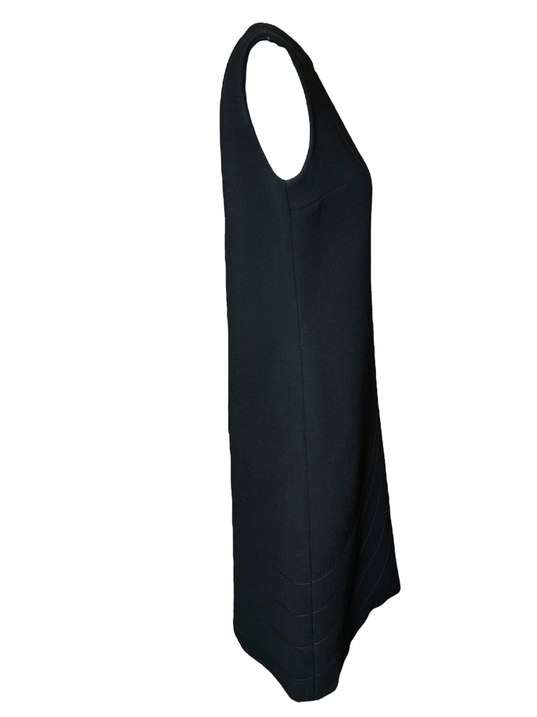Pierre Cardin 1970s Unlabeled Double Weight Black Shift Dress