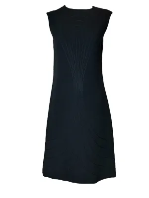Pierre Cardin 1970s Unlabeled Double Weight Black Shift Dress