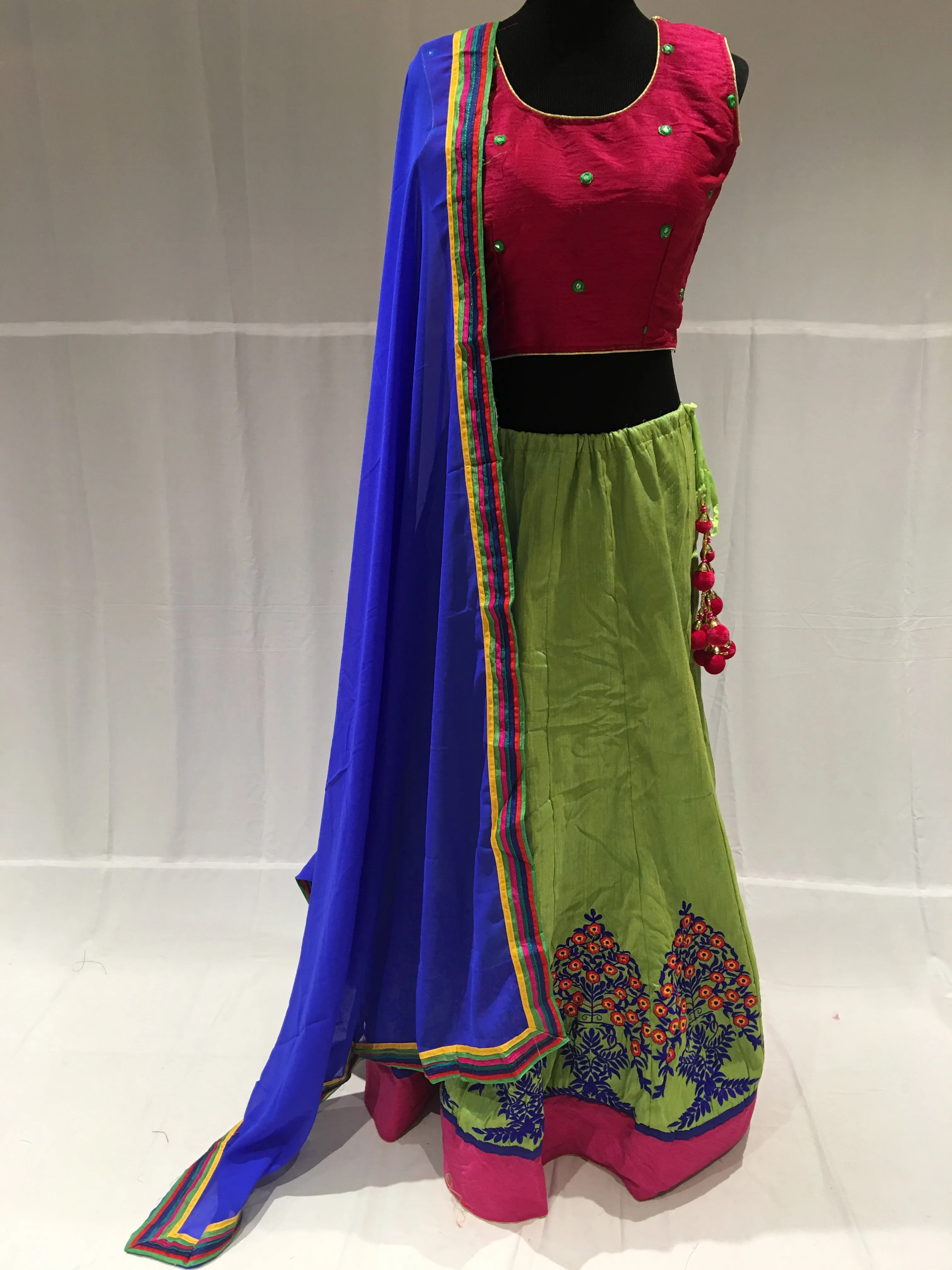 Pink and Light green Chaniya choli