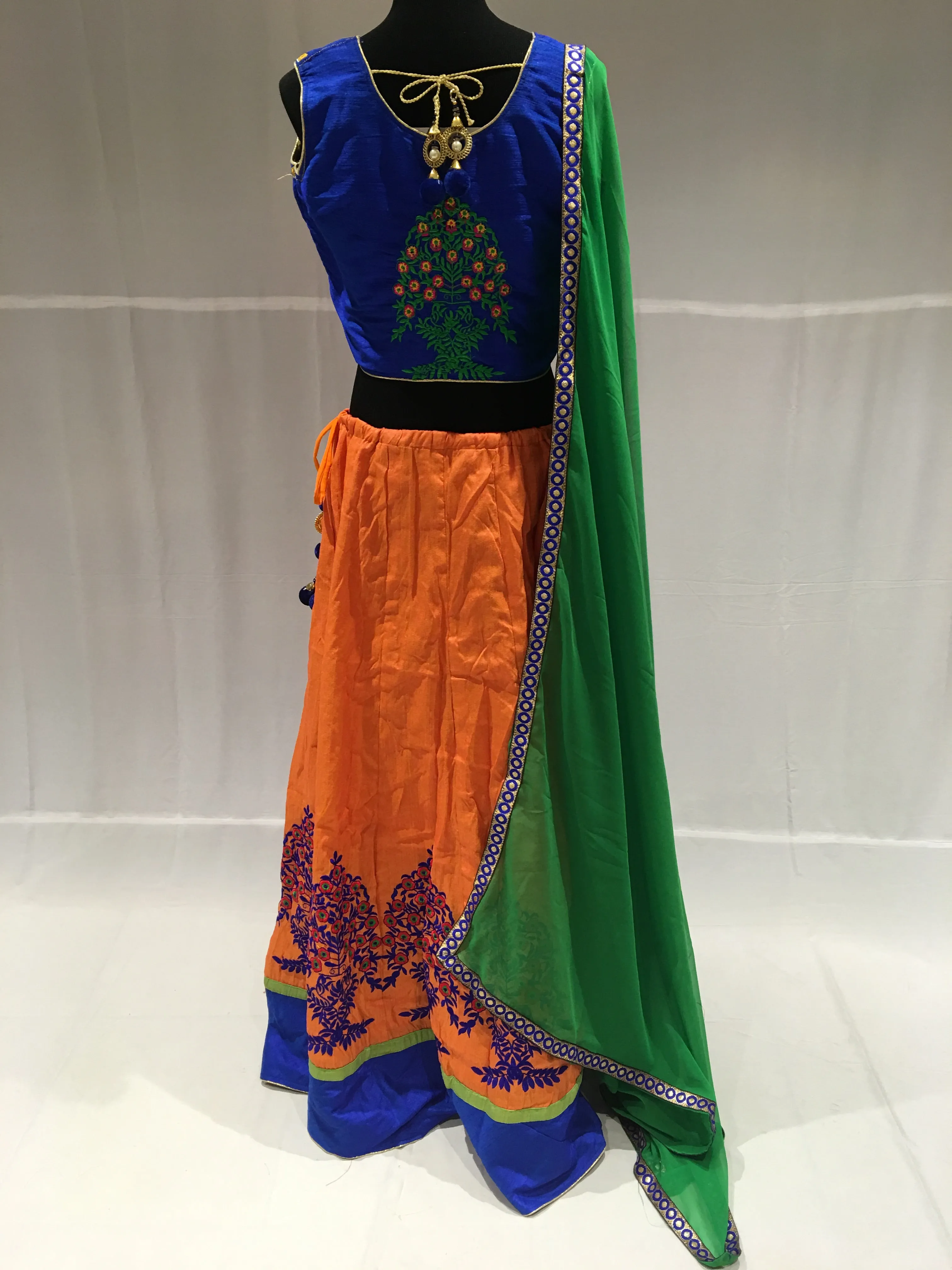 Pink and Light green Chaniya choli