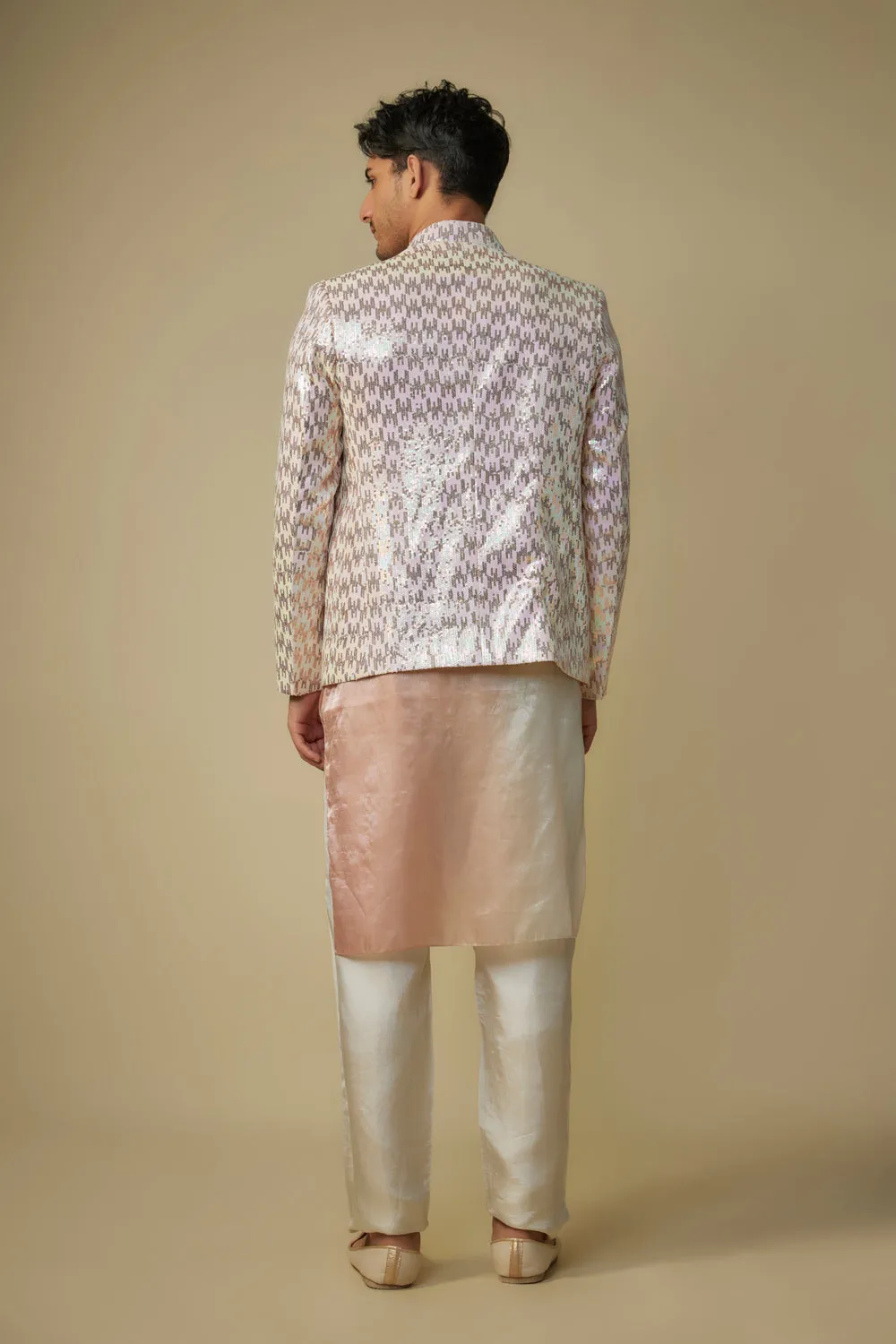 Pink Sequence Jacket With Kurta And Pant