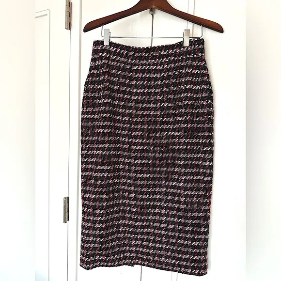 PINKO NWT Midi Skirt tweed pencil skirt US 8 cotton Red blue white