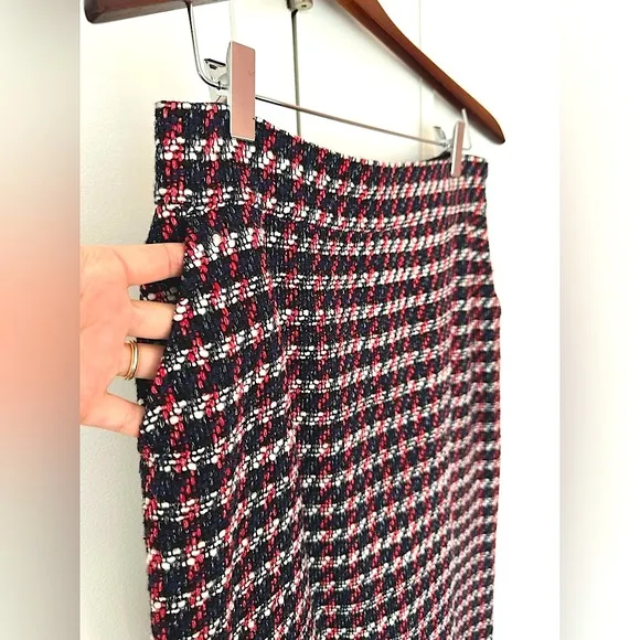 PINKO NWT Midi Skirt tweed pencil skirt US 8 cotton Red blue white