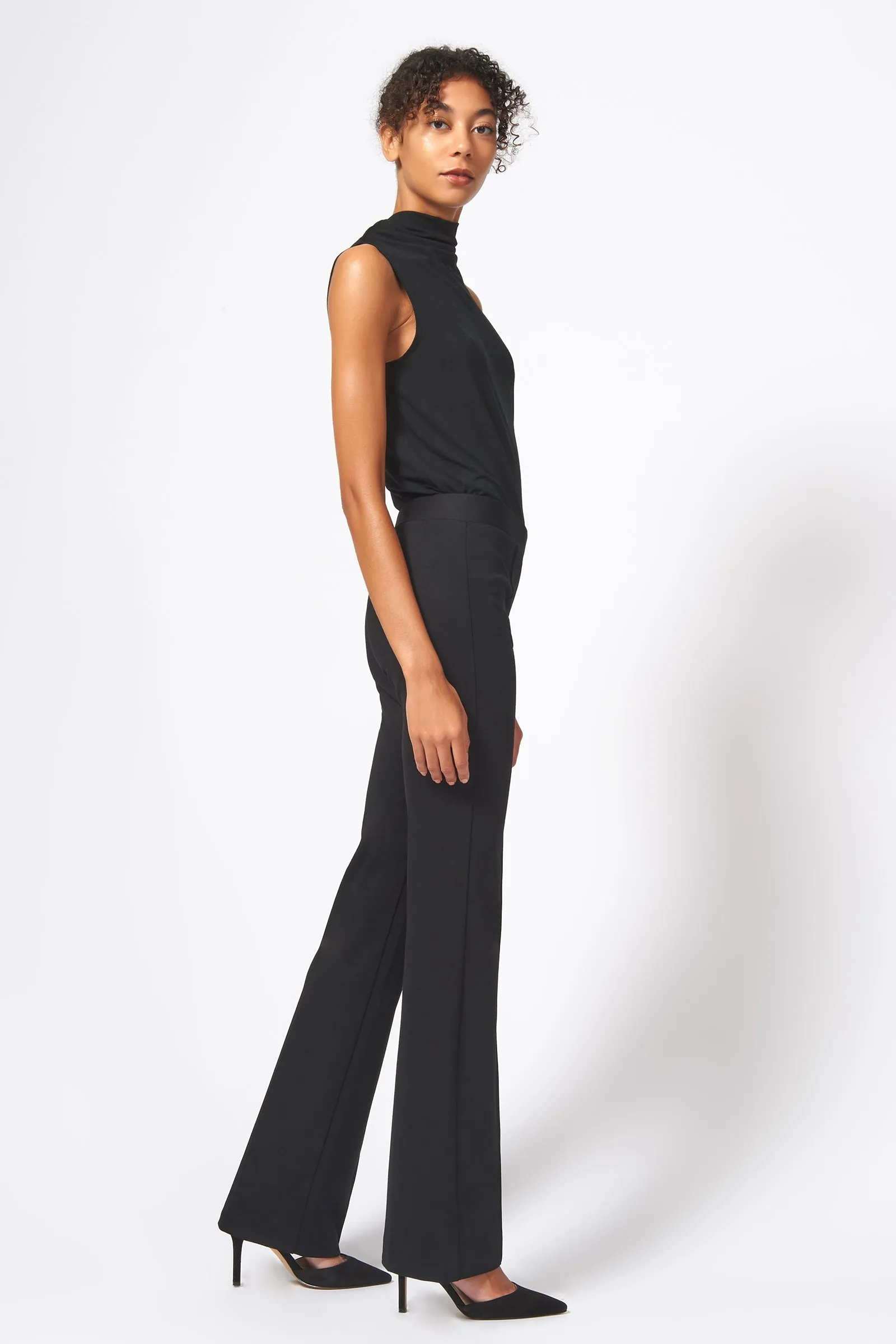 Pintuck Ponte Column Pant - Black