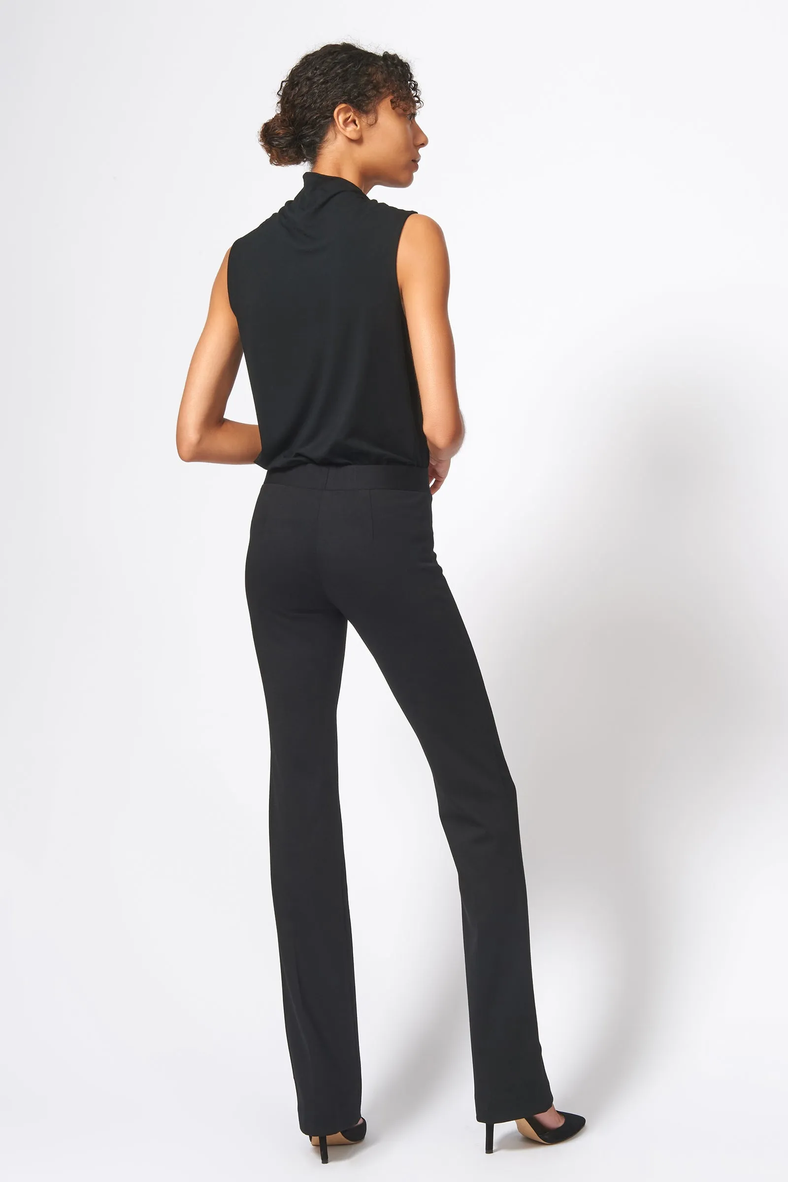 Pintuck Ponte Column Pant - Black
