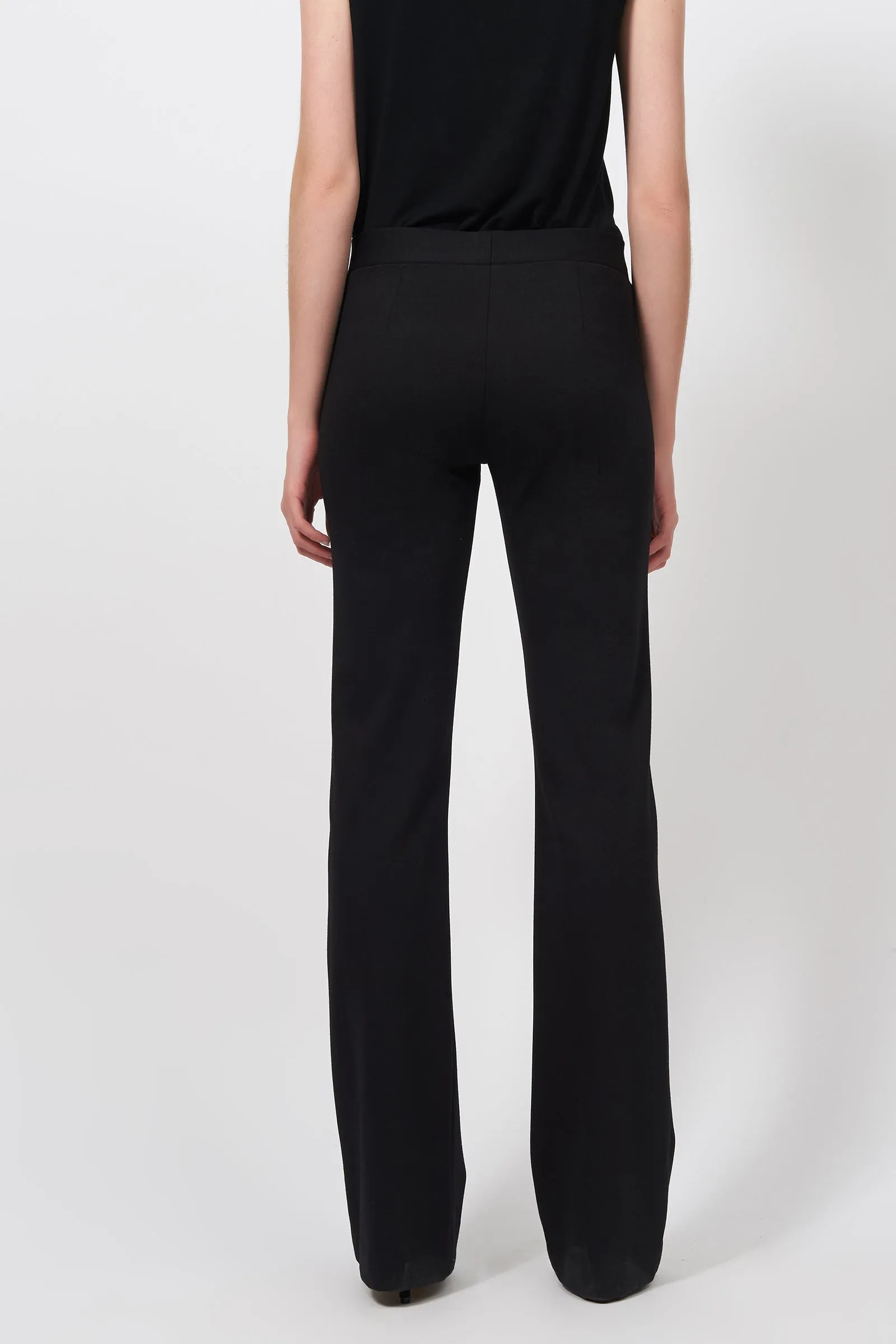 Pintuck Ponte Column Pant - Black