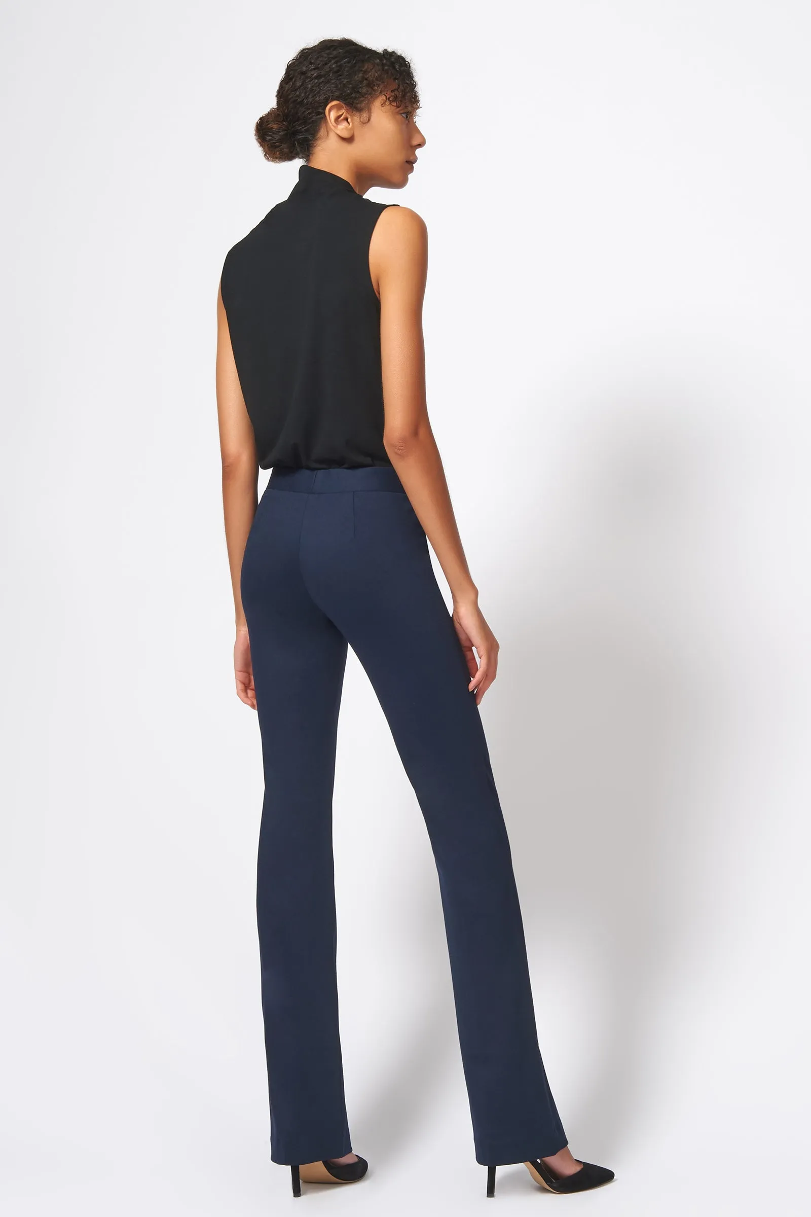 Pintuck Ponte Column Pant - Navy