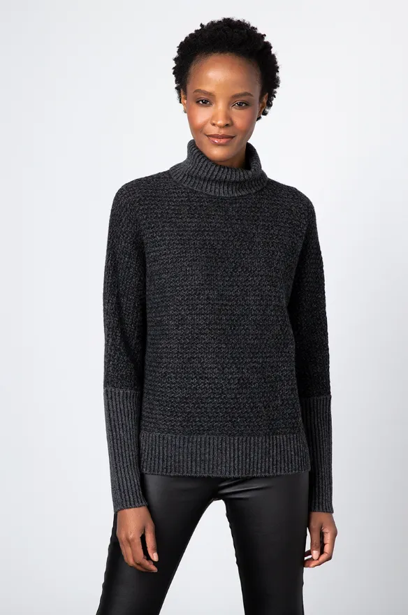 Plaited Tweed Turtleneck