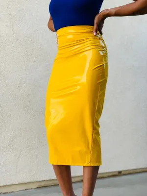 Pleather Me Skirt - Yellow
