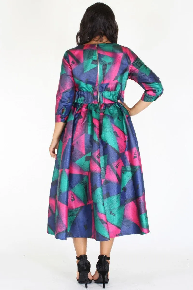 Plus Size Gorgeous Geo Flare Cocktail Dress