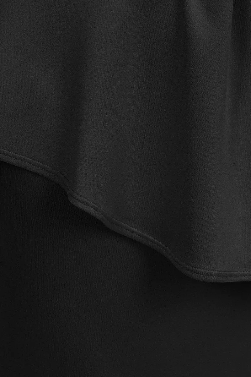 Plus Size Solid Techno Ruffled Pencil Skirt