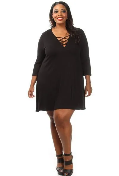 Plus Size Tie Up Shift Dress