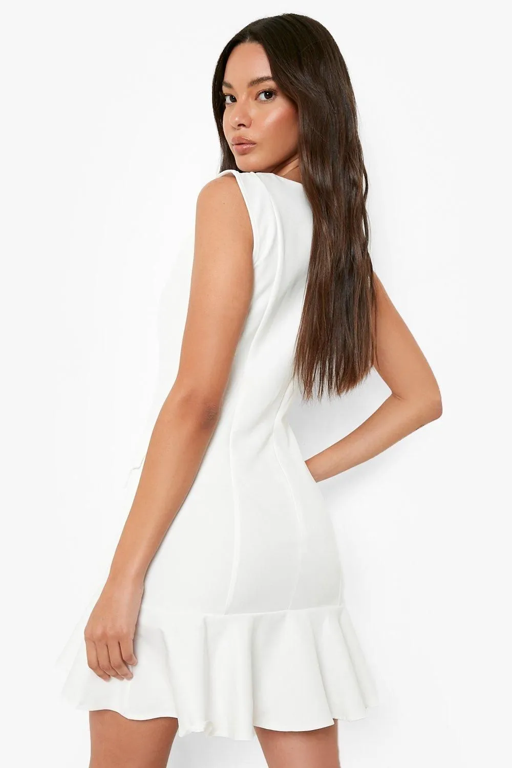 Pocket Front Drop Hem Woven Shift Dress