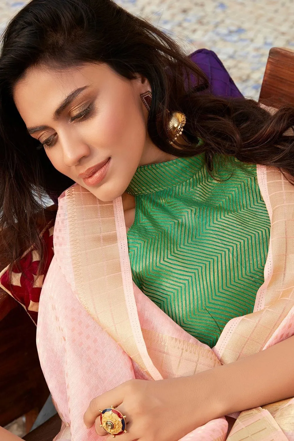 Poetry Pink Tissue Silk Zari Woven Saree With Two Blouse