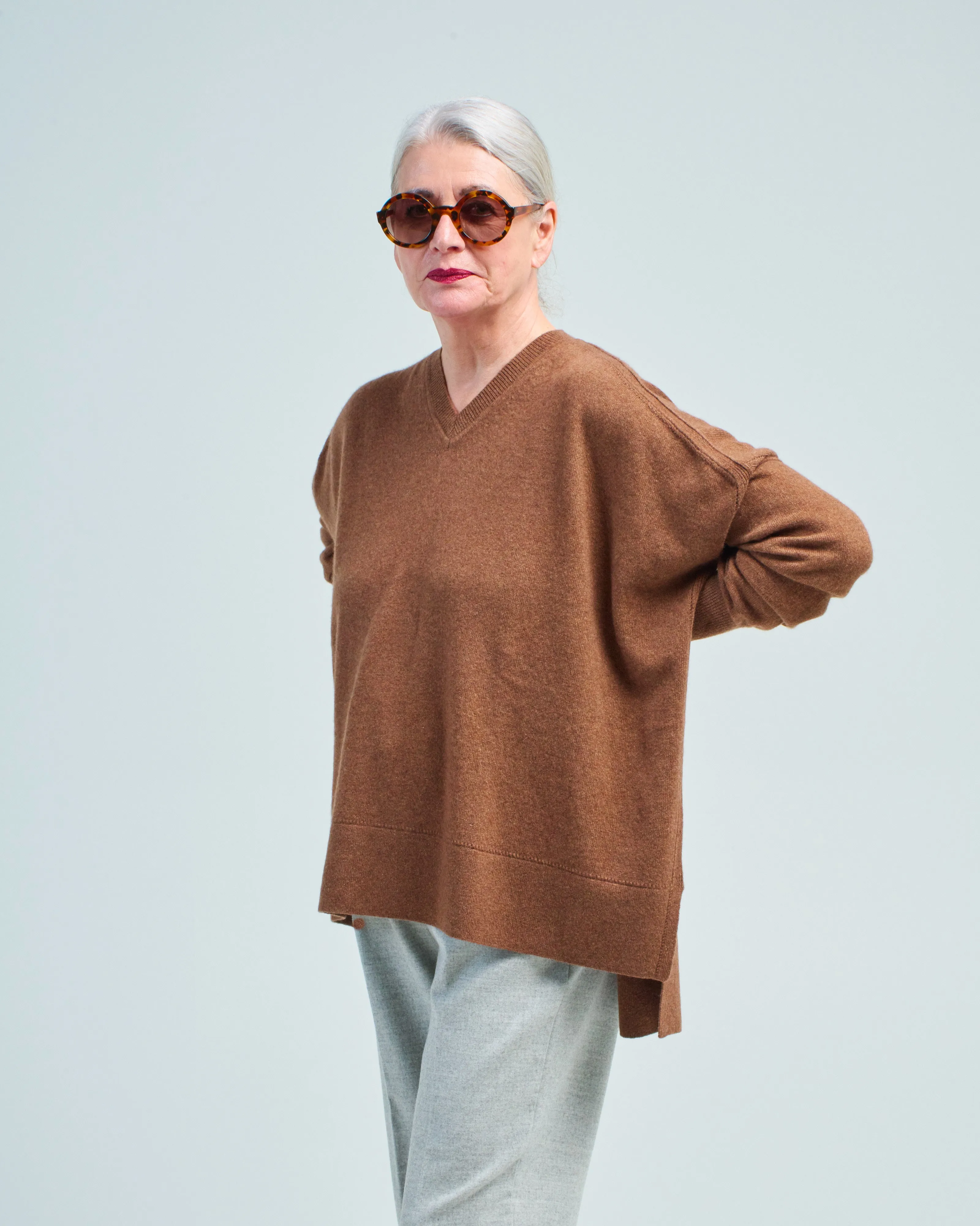 pointelle v-neck