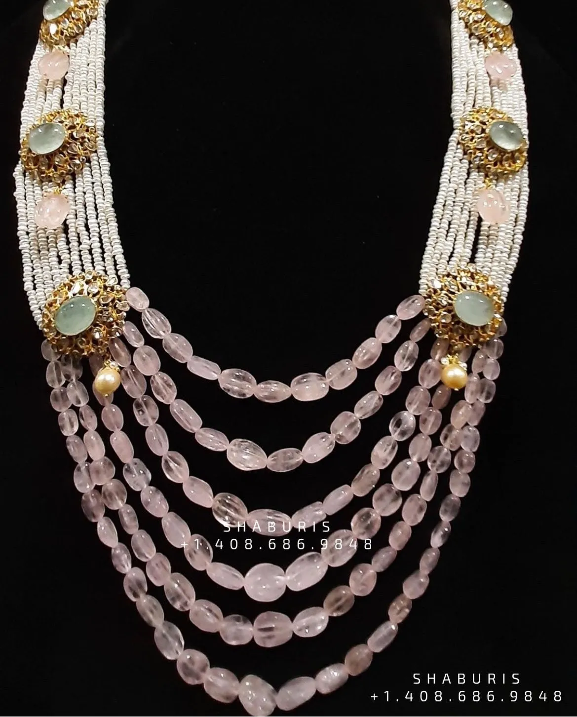 Polki set, Moissanite Jewelry indian gold jewelry designs polki bridal sets polki pendant beaded jewelry sets pearl jewelry sets - SHABURIS