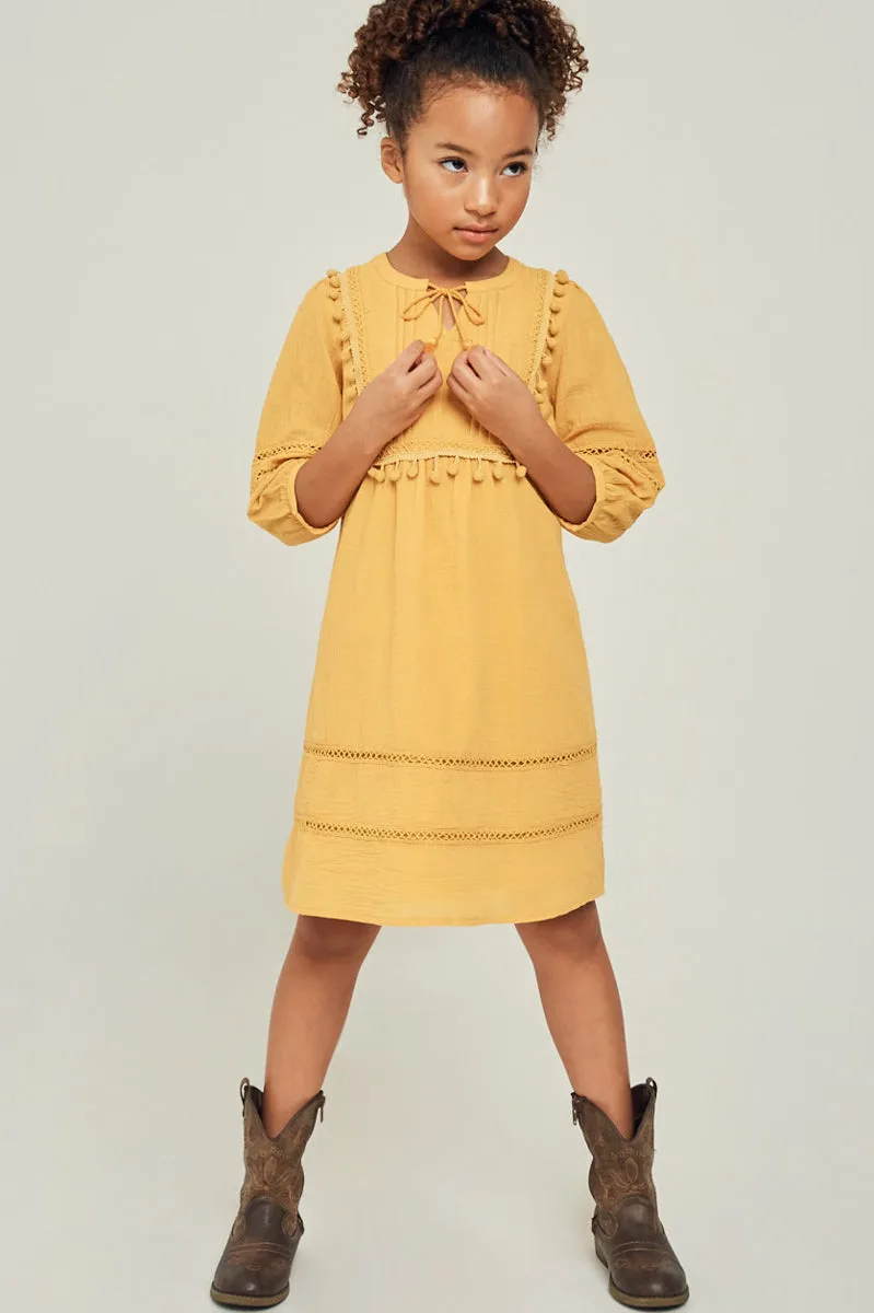 Pom-Pom Peasant Mini Dress