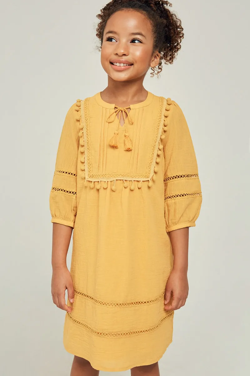 Pom-Pom Peasant Mini Dress