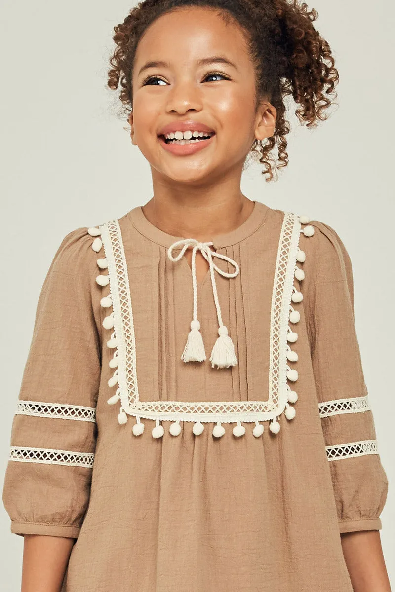 Pom-Pom Peasant Mini Dress