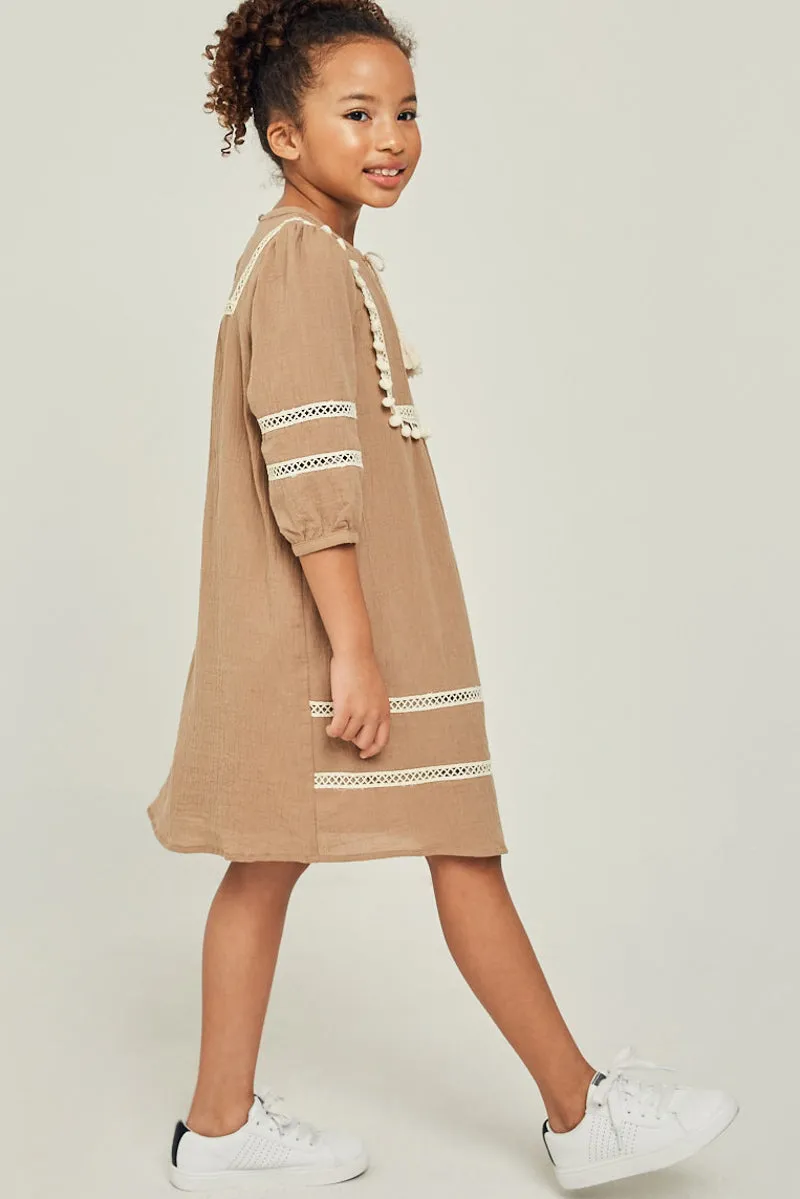 Pom-Pom Peasant Mini Dress