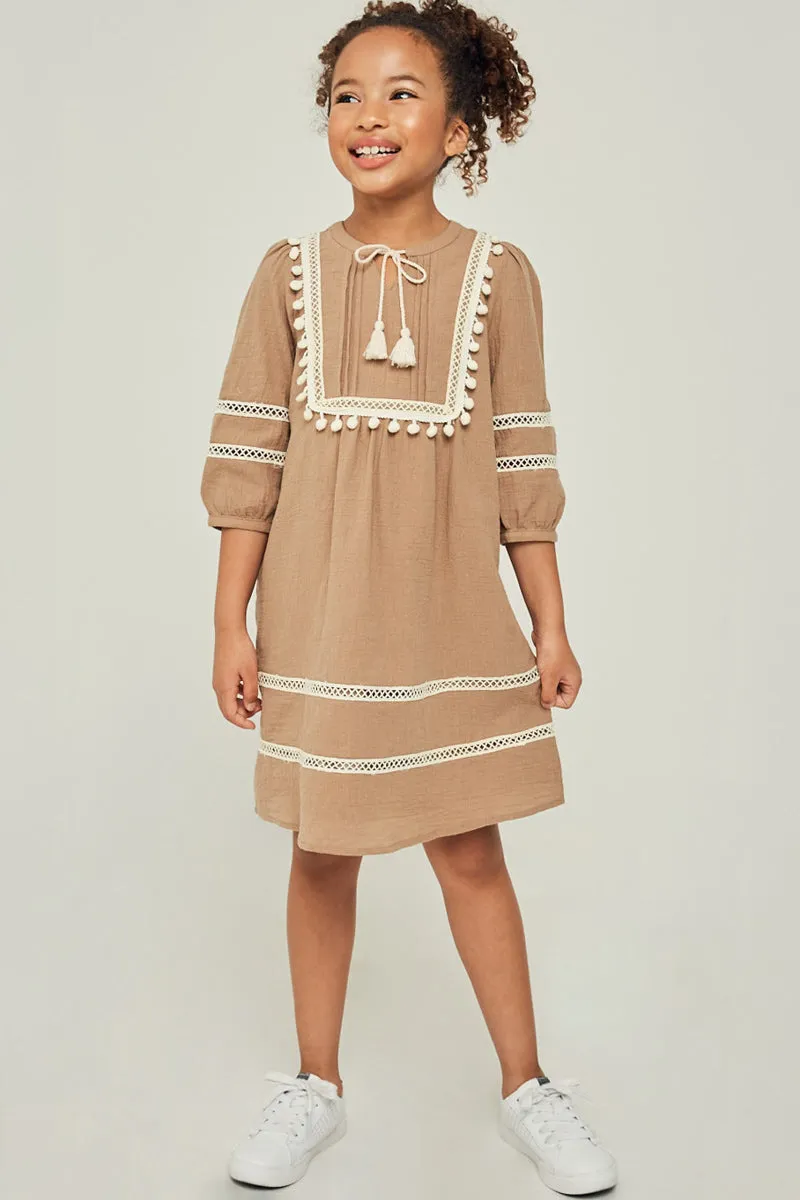 Pom-Pom Peasant Mini Dress